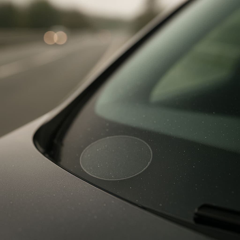 Windshield vignette placement